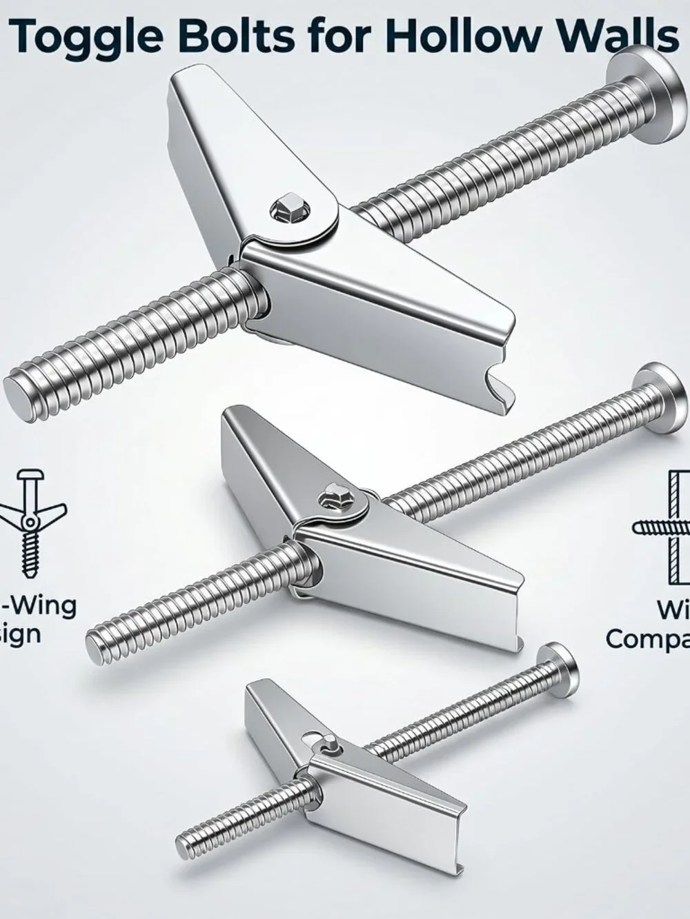 100Pcs Toggle Bolts 1/8